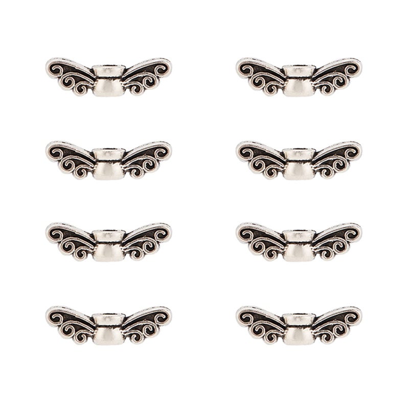PH PandaHall 200pcs Fairy Wing Spacer Beads Tibetan Alloy Angel Wing Charm Beads Spacers Loose Beads for Christmas Bracelet Necklace Jewelry Making, Antique Silver(14mm, Hole: 1mm) - Image 1